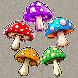 Colorful Magic Mushroom Stickers